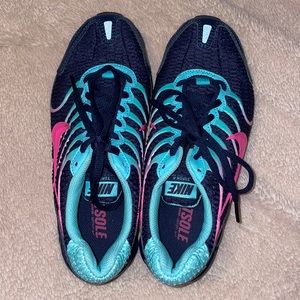 Nike Air blue and pink tennis shoes.
